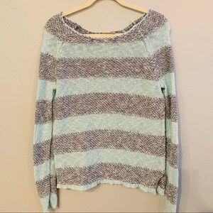 Mudd Multicolor Thread Gray and Aqua Woven Sweater